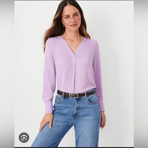 Ann Taylor mixed media lavender long sleeve blouse - XL